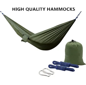 

Outdoor Hammock Adult Backpacking Travel Survival Hunting Sleeping Bed Parachute Hammock Portable with 2 Straps 2 Carabiner