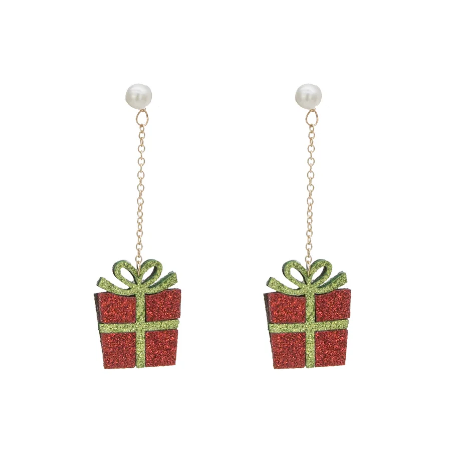 

Europe And The United States New Cartoon Cute Christmas Gift Box Earrings Christmas Deer Head Earrings Jewelry Festival Gifts
