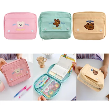 

Fashion Bear Cosmetic Cases Cute Student Pencil Bag Case Holder Large Capacity Makeup Brushes Pens Storage Case