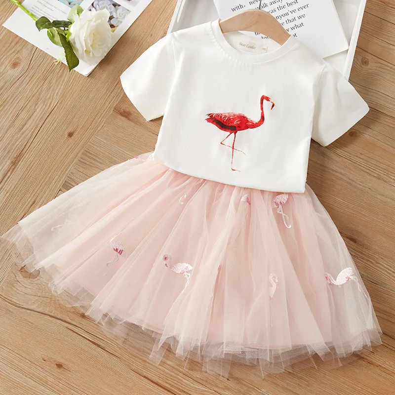 Bear Leader/комплект одежды для девочек, новые летние костюмы принцессы Топ и юбка комплект одежды из 2 предметов для девочек Элегантная Модная одежда для детей возрастом от 3 до 7 лет - Цвет: AY316-White