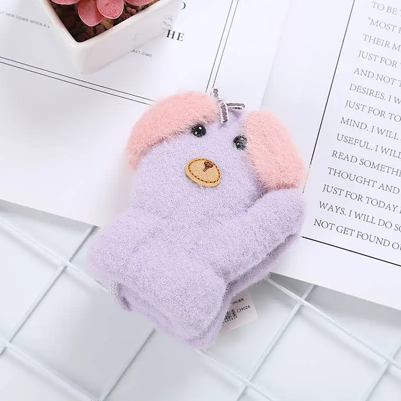 Wecute/Новинка года; детские перчатки; зимние вязаные шерстяные двухслойные бархатные утепленные милые детские теплые перчатки; детские перчатки