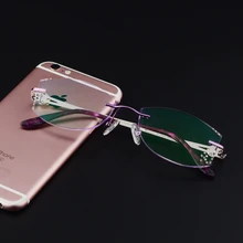 Новые восьмидырочные Безвинтовые корейские безрамные алмазные женские очки для близорукости