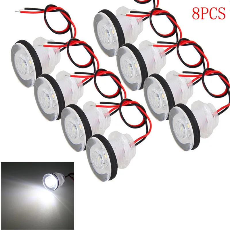 8pcs White/blue Light Marine Boat Yacht Rv Led Boat Lamp Stair Light