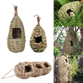 

3Pcs/set Hanging Bird House Cages Natural Fiber Finch Nest Grass Woven Birds Hut Shelter from Cold Weather Hamster Hideaway Toy