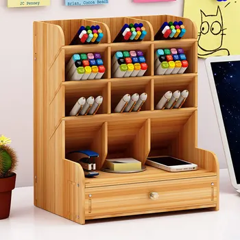 

Wooden Pen Holder Study DIY Save Space School Children Large Capacity Multifunction Student Office Supplies Desk Organizer Home