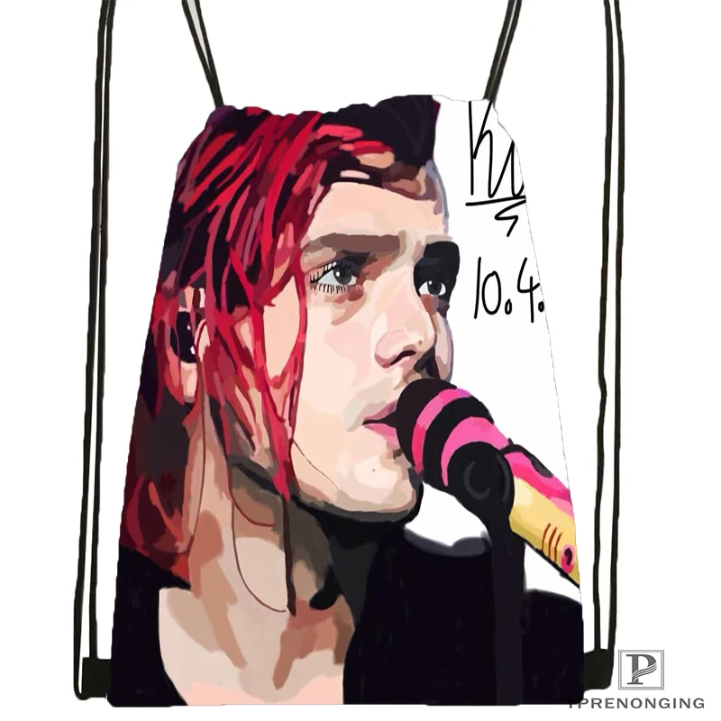 Custom Gerard Way My Chemical Romance походная сумка на шнурке милый рюкзак для детей(черная спинка) 31x40 см#180531-04-24