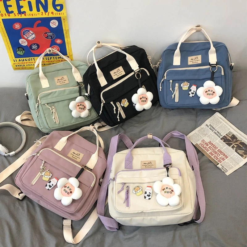 

Lovely Multifunctional Backpack Teenage Girl Ring buckle Portable Travel Bag Female Small Schoolbag Badge Women Backpacks Lovel