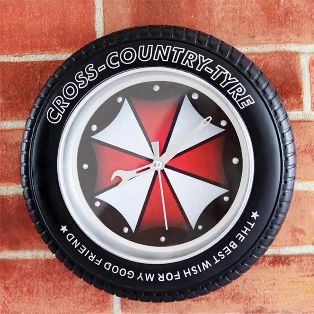 

Protective Umbrella Sign Tire Clock Home Decoration Alarm Clock Wall Clock