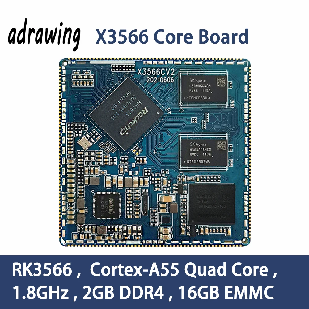 X3566 Core Board ARM CortexA55 QuadCore 1.8GHz 2G DDR4 16G EMMC