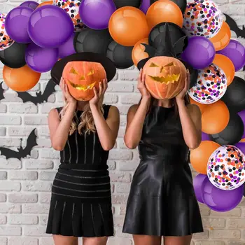 

129PCS Balloon Set Safe Strong Latex Confetti Balloon Garland Kit for Halloween Weddings Parties Decoration