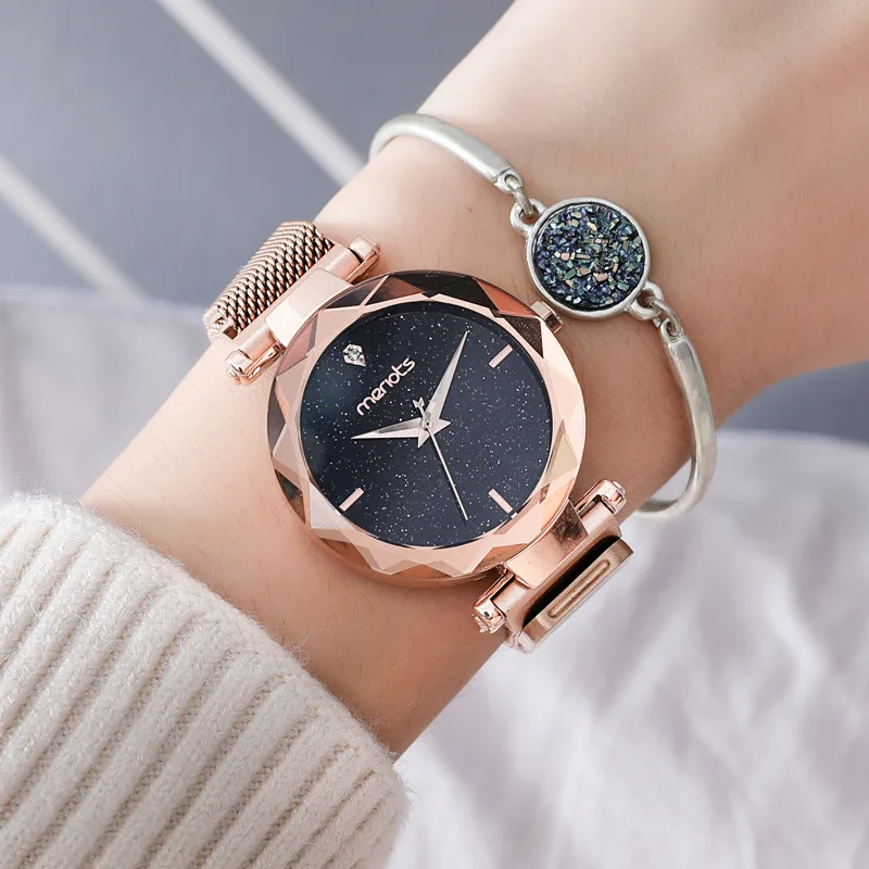

Douyin Celebrity Style Star WOMEN'S Watch Waterproof Quartz Watch Lazy Magnet Milan Mesh Belt