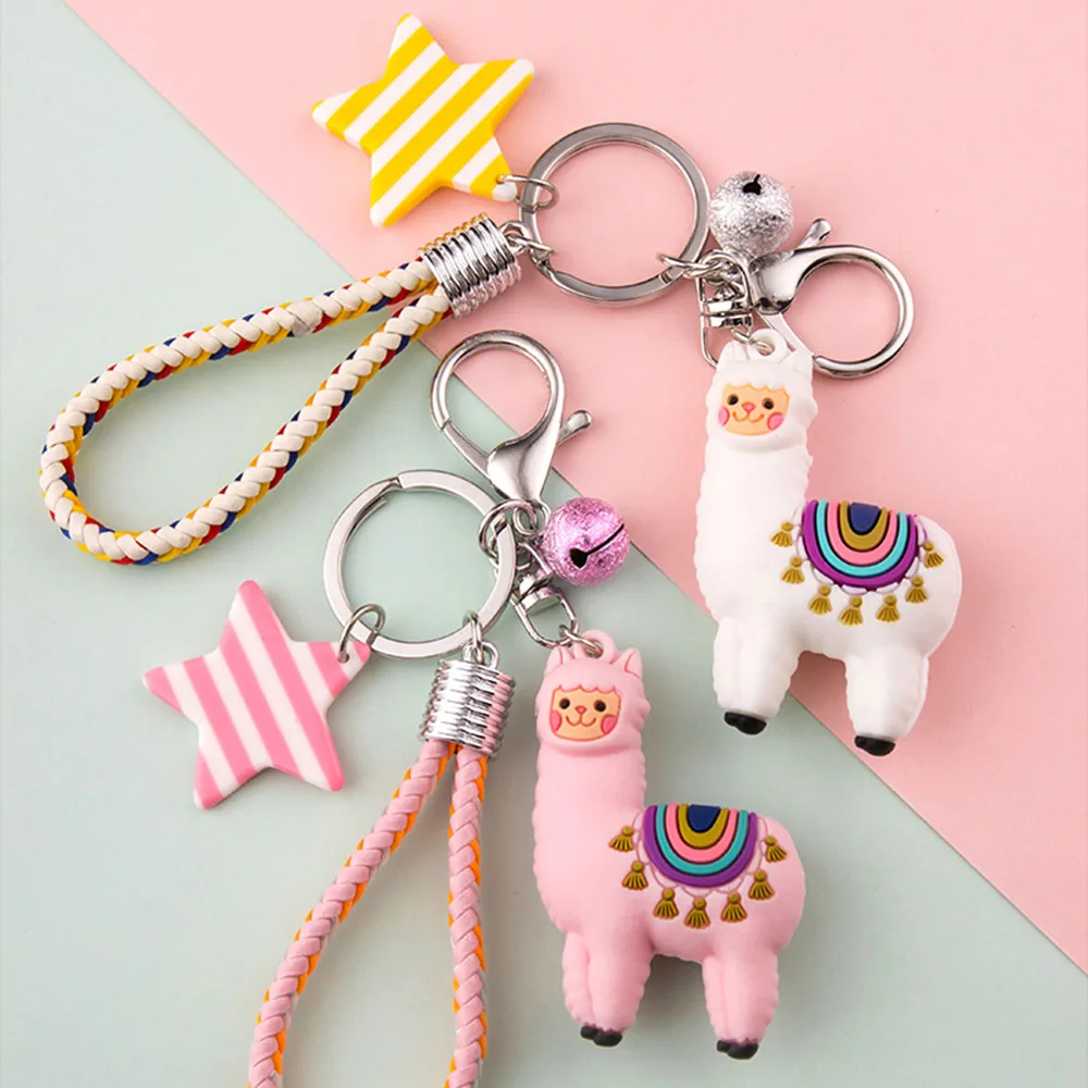 Cartoon Alpaca Keychain Car Key Ring Ladies Fashion Bag Pendant Accessories 