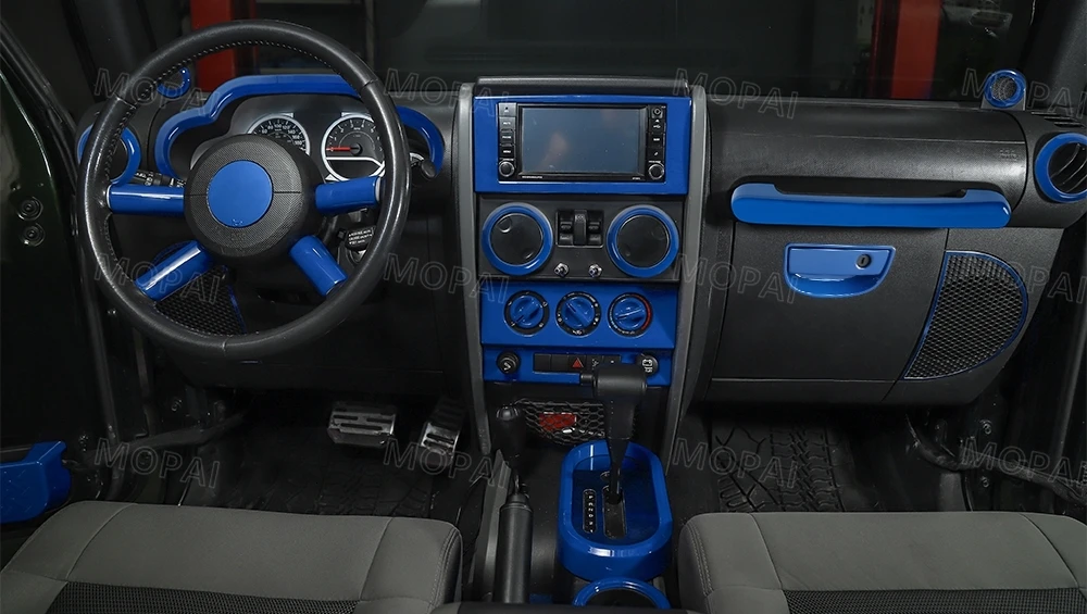 MOPAI Автомобильная приборная панель, рулевое колесо, динамик, вентиляционное отверстие, внутренняя отделка, чехол, комплект для Jeep Wrangler JK 2007-2010, автомобильные аксессуары