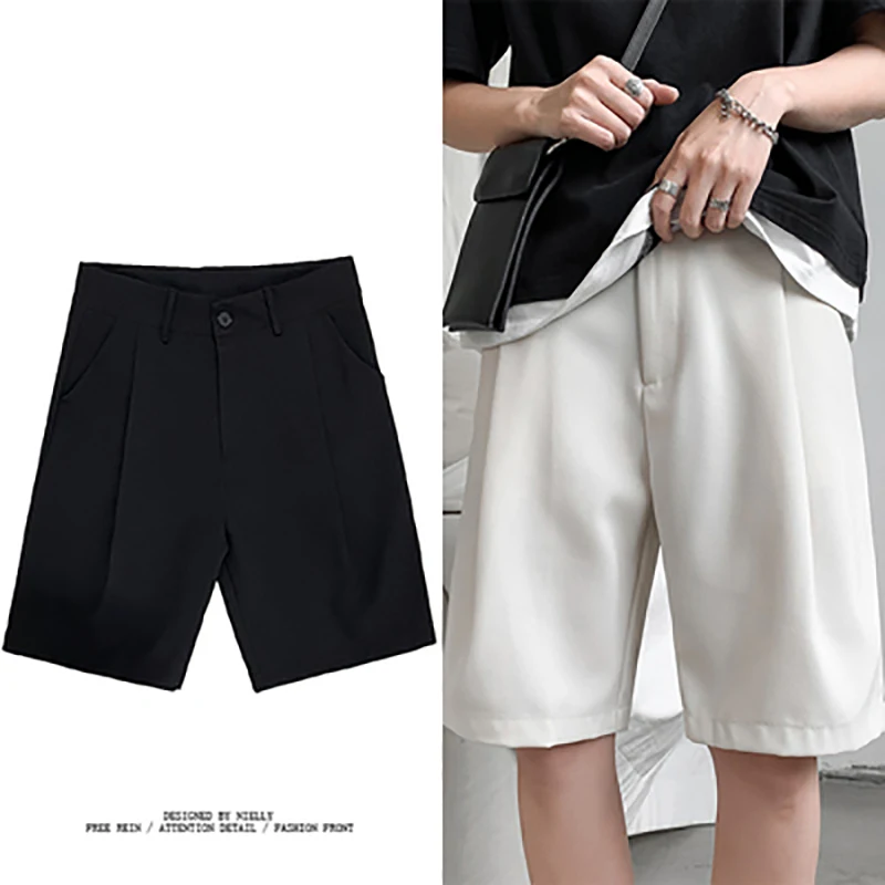 Шорты мужские прямые повседневные с широкими штанинами тонкие модные штаны в