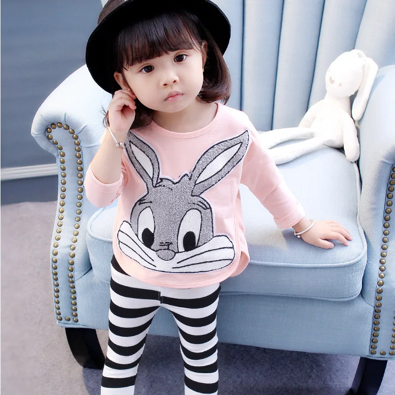 

2020 Korean-style CHILDREN'S Suit New Style Baby Spring Clothing Children Girls Cartoon Rabbit Two-Piece Set Childrenswear Sprin