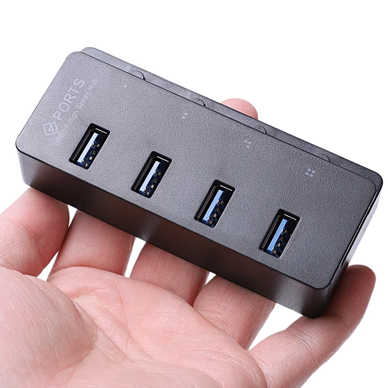 Usb 3,0 концентратор 4 порта скорость 5 Гбит/с адаптер питания для ПК ноутбука с переключателем ВКЛ/ВЫКЛ