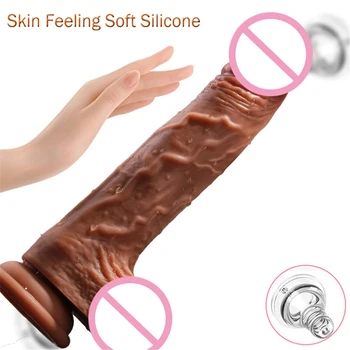 Automatic Telescopic Heating Dildo Vibrator G-Spot Massage Huge Realistic Penis Erotic Anal Sex Toys For Women Adult Products 6
