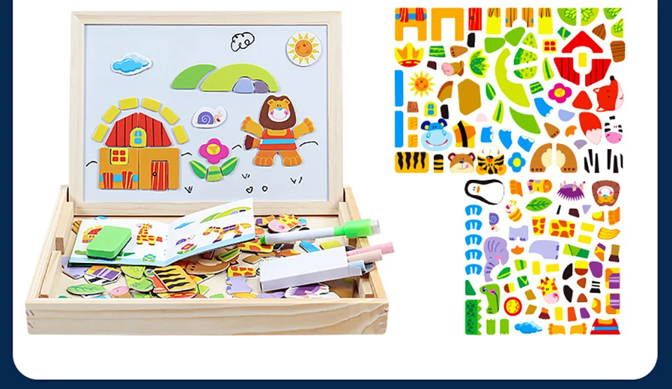 Wooden 3D Magnetic Jigsaw Puzzle Cartoon Animal Child Intelligence Development Toy 8 Styles Educational Toy Gift