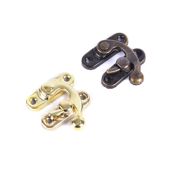 

50pcs/lot Small Antique Hardware Padlock With Screws Metal Lock Decorative Hasps Hook For Furniture