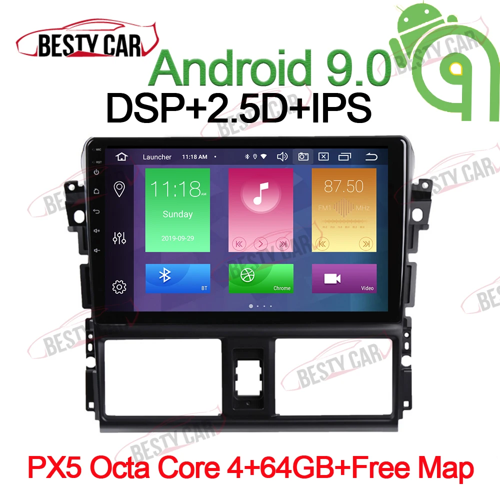PX5-B-4-64GB-DSP 10," ips Android 9,0 автомобильный мультимедийный плеер Радио стерео для 2013- Toyota Vios головное устройство gps навигация wifi BT DSP Carplay - Цвет: PX5-B-4-64GB-DSP