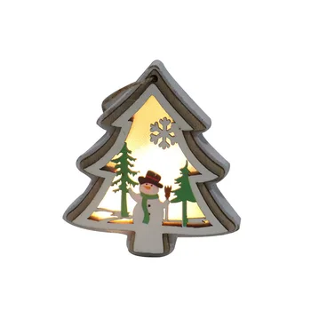 

Christmas Wooden Luminous Pendants Bells Santa Claus Snowman Elk Christmas Tree Decorations Accessories For Home Party TB