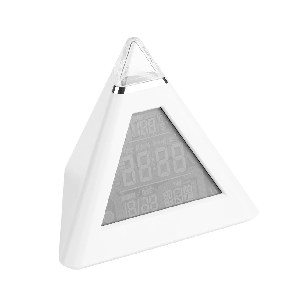 Puseky Pyramid Time 7 цветов светодиодный Будильник цифровой ЖК-часы термометр светодиодный подсветка светодиодный Будильник