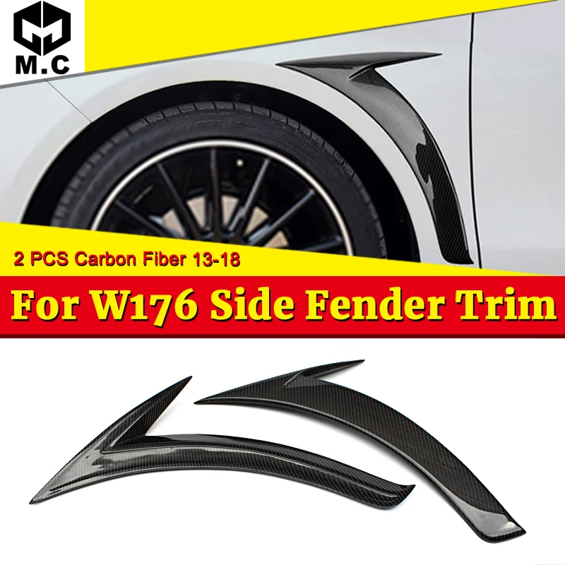 For Mercedes W176 Side Fender Trim body part Carbon Fiber Black Fits A-Class A180 A200 A250 A45 Look Splitter 13-18 | Автомобили и