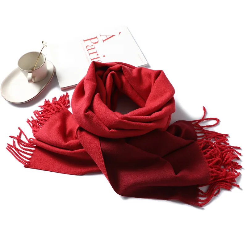 style40 Новое поступление, однотонные простые кашемировые шарфы с кисточками, женский зимний толстый теплый шерстяной платок, шаль, пашминовый палантин, пончо, бандана - Цвет: style40