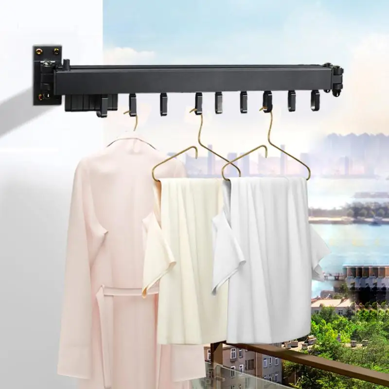 

Retractable Foldable Clothes Hanger Wall Mounted Hanging Drying Rack Indoor Outdoor Balcony Multi-function Drying Clothes Hanger