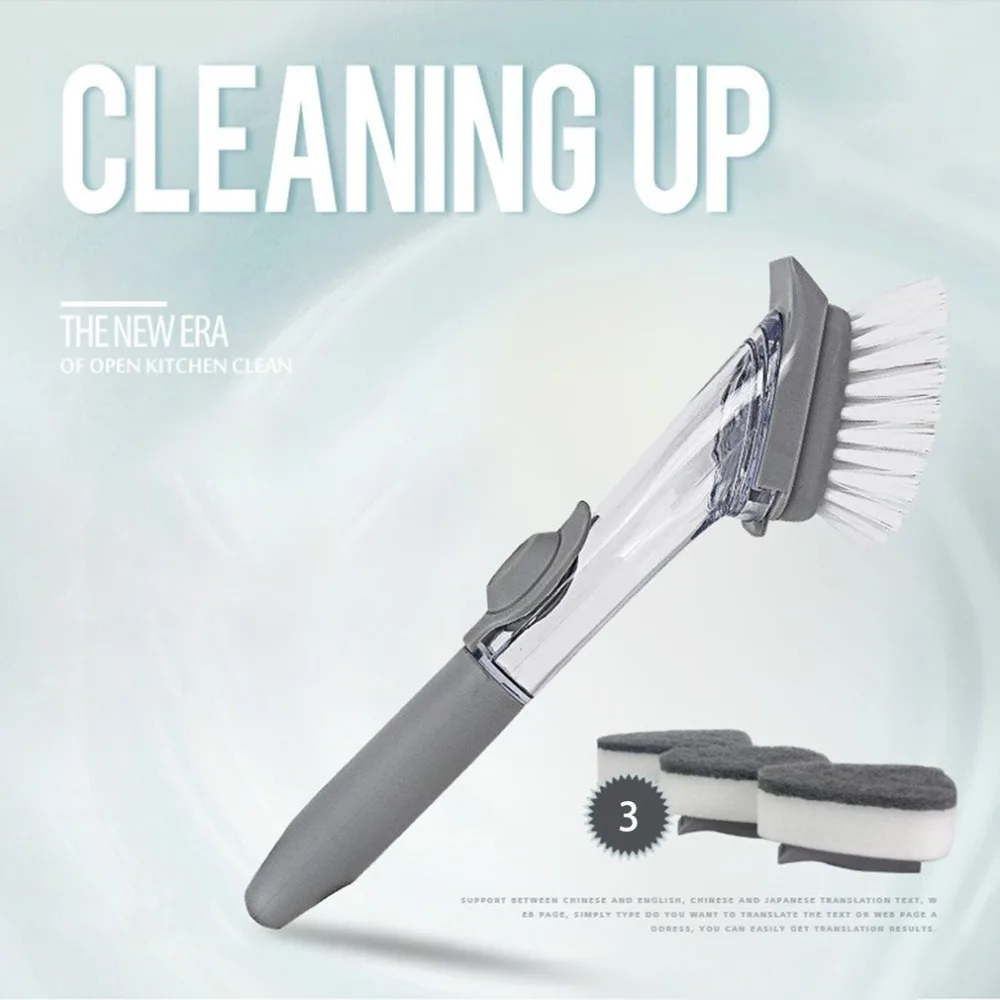 Non-stick Oil Kitchen Pot Brush Sponge Dishwashing Brush Comfortable Grip Odourless Bristles for Dishes Pots Cleaning
