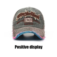 

10 Pcs/Lot Baseball Cap 1969 Retro Washed Distressed Letter Embroidery Hole Hats Trendy Male Personality Female Sun Visor Hat