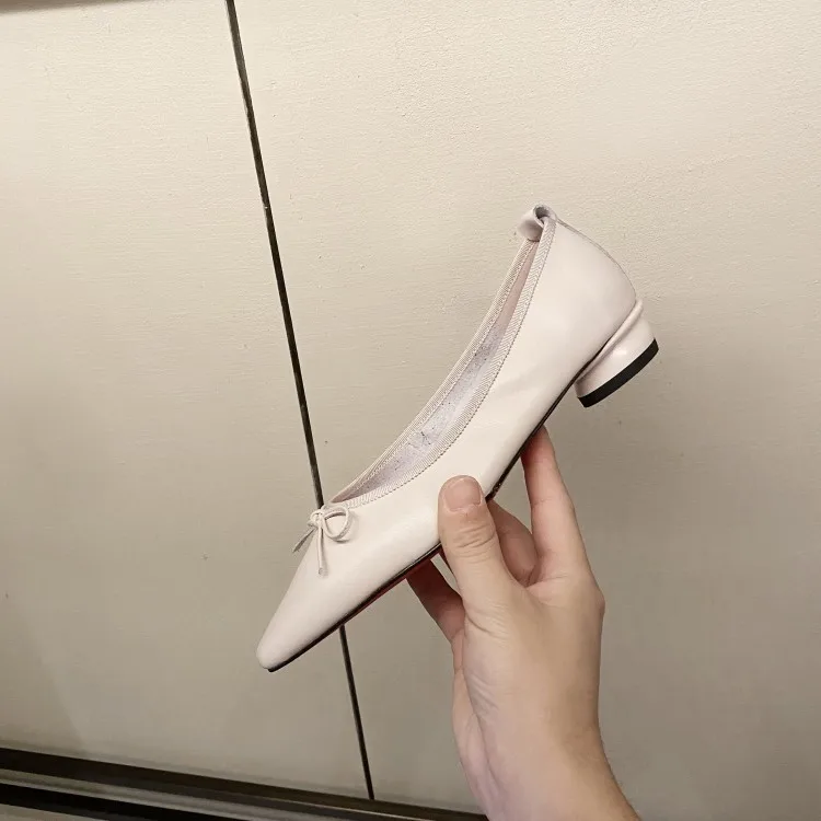 

Round-Toe Retro Low-Cut Flat Top Shoes 2020 Spring And Summer New Style Versatile Genuine Leather Korean-style Bow Shoes Women's