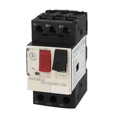

1-1.6A 690V 6KV ON/OFF Button Black Starting NO+NC Motor Circuit Breaker