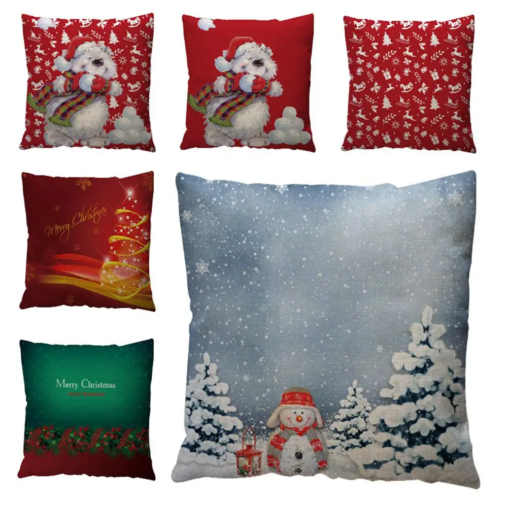 

DishyKooker Christams Pillow Case Chshion Cover Snowman Small Bell Christams Tree Pattern Pillow Case Christams Decoration