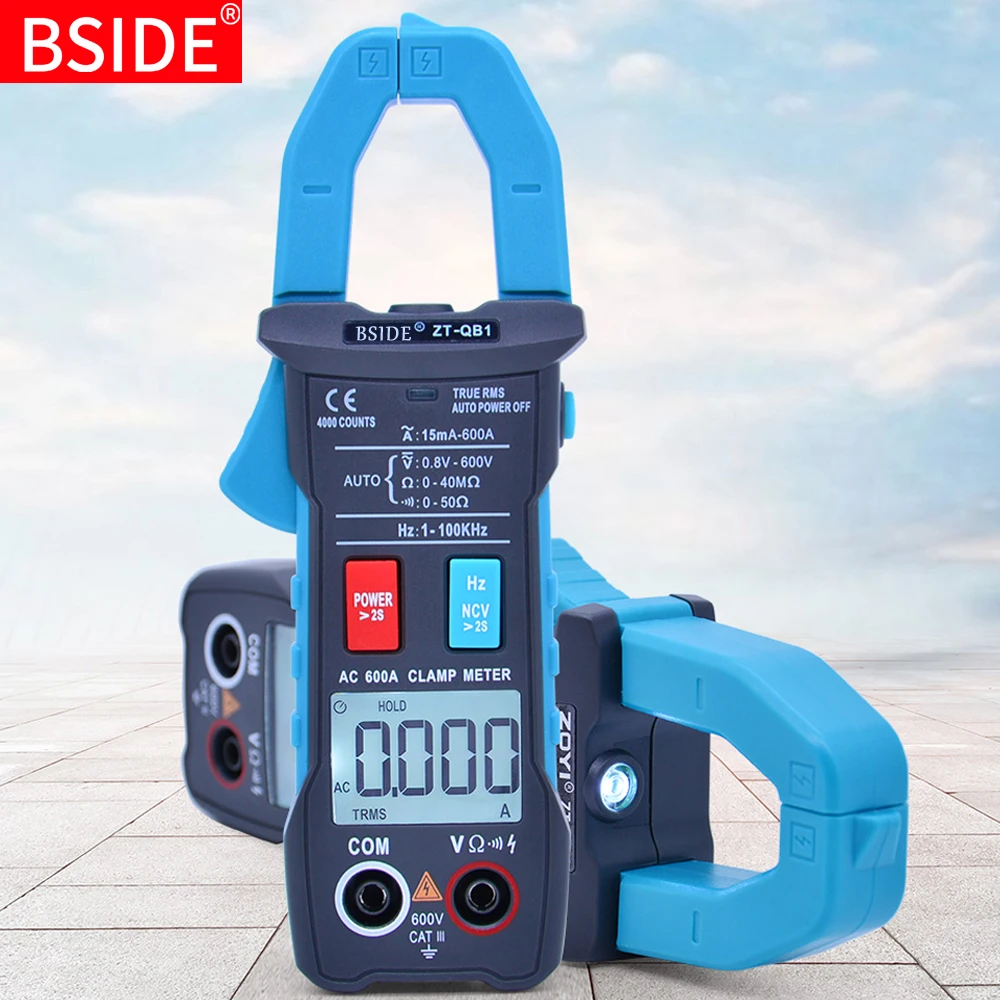 

Smart Clamp Meter BSIDE ZT-QB1 600A Current TRMS Auto-Rang DC AC Voltage Ammeter Hz Ohm NCV Tester DMM Multimeter