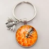 Cute Insect Bee Keychain Fashion Geometric Honeycomb Honey Bee 3D Printed Glass Dome Key Ring Chain Bumble Bee Trinkets ► Photo 2/6