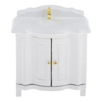 1/12 Doll House Miniatures White Washstand Wash Basin Sink Cabinet Furniture Toy 1