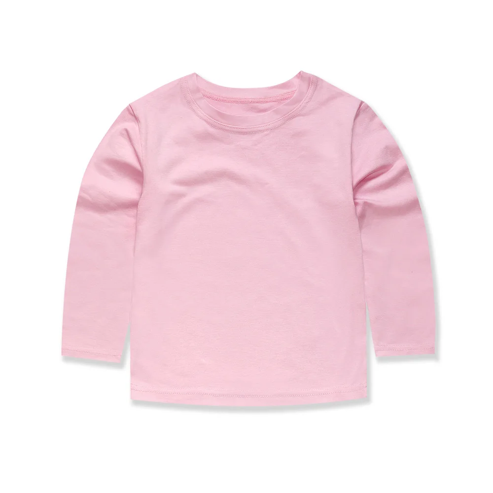 Футболка для мальчиков однотонные топы с длинными рукавами для девочек, разноцветные хлопковые футболки для малышей, детская повседневная домашняя одежда футболка с длинными рукавами - Цвет: L-T10