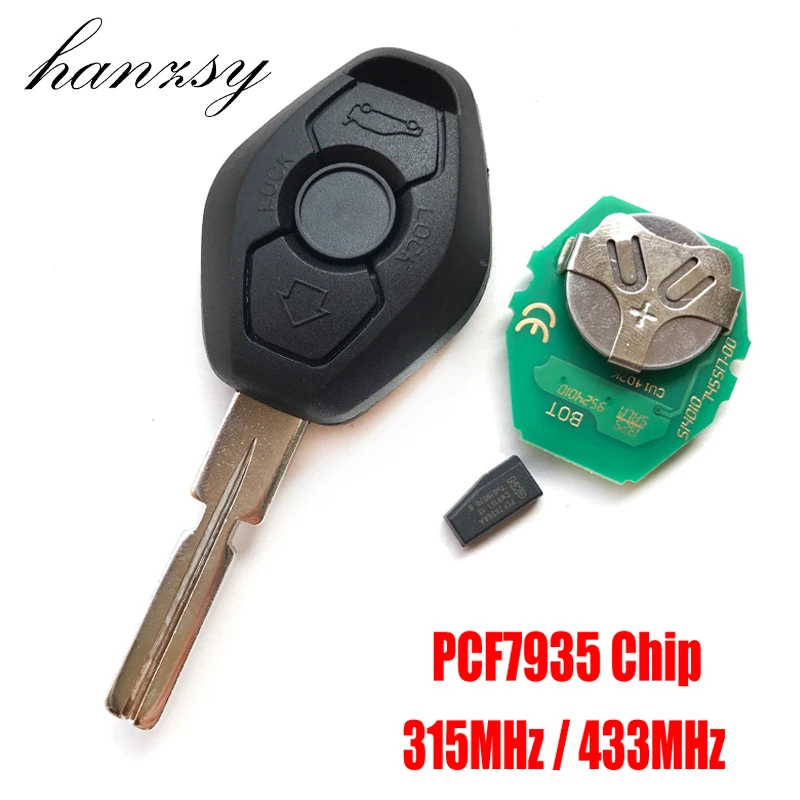

3 Buttons Car Remote Key for BMW EWS X3 X5 Z3 Z4 1/3/5/7 Series 315MHz/433MHz with ID44 / PCF7935 Chip Uncut HU58 Blade