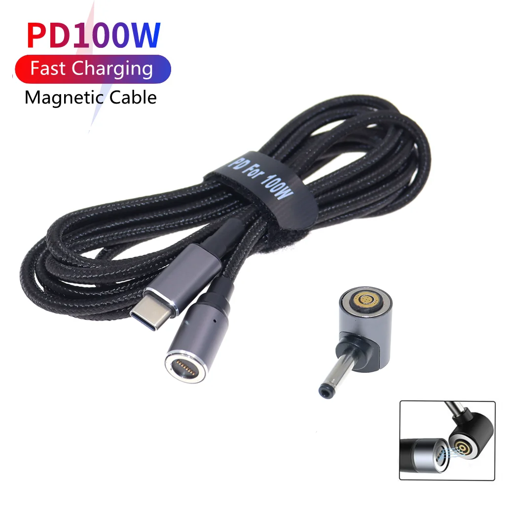 

100W Magnetic USB Type C to 4.0*1.7mm DC Power Adapter Cable Fast Charge for Lenovo ideaPad 310 110 100s 100-15 B50-10 YOGA 710