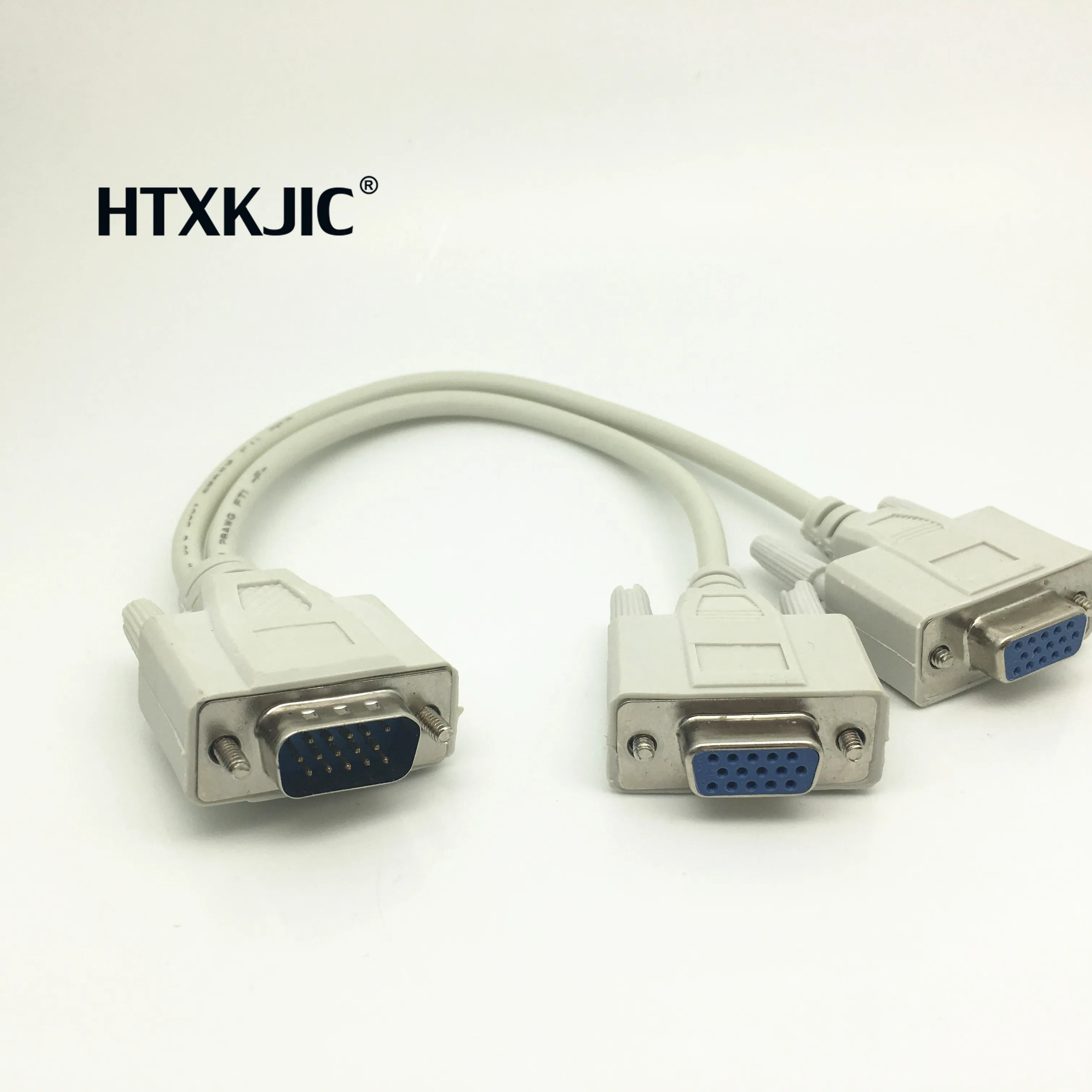 1 шт. 15Pin Male 2 Female Y сплиттер кабель 2-сторонние мониторы VGA и SVGA двойное видео для