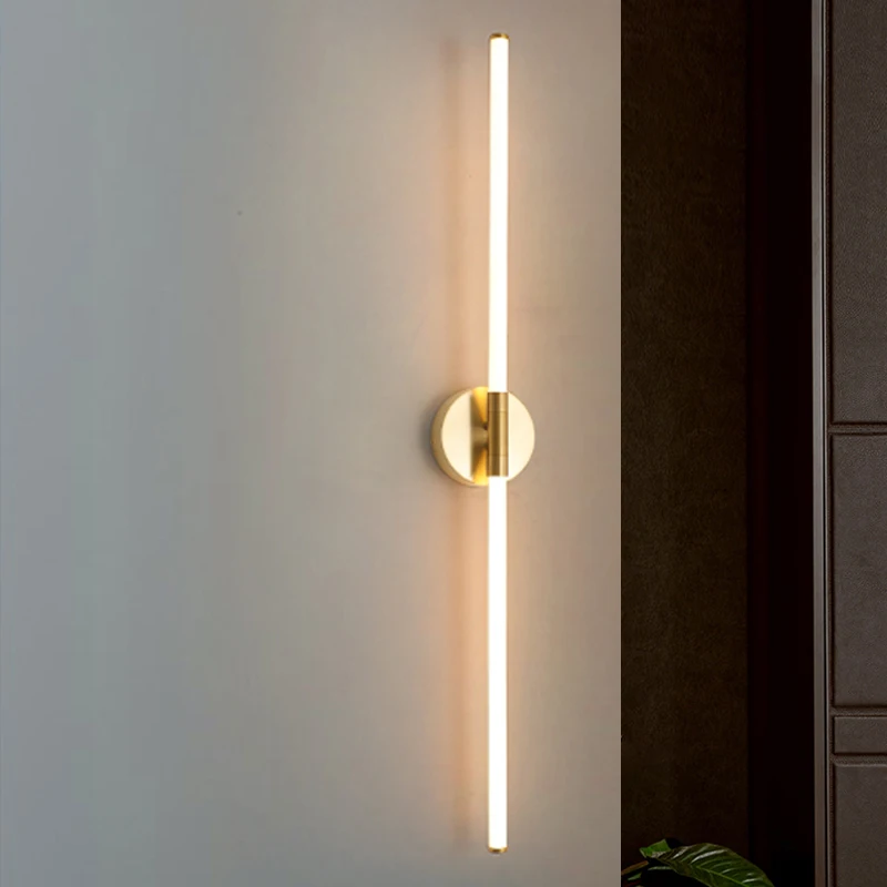 US $71.25 Gold Modern LED brief bedroom study wall lights simple bedside lamp Creative Acrylic light pipe Living room Home wall lamps