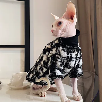 

Latest Sphynx Cat Clothes Wool Sweater with Optional Pearl Necklace