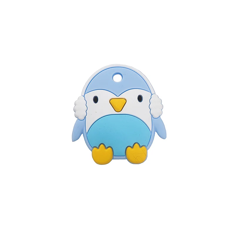 Chenkai 10PCS BPA Free Silicone Baby Penguin Teether Animal Teething Food Grade For Baby Chewable Pacifier Pendant Accessories - Цвет: Blue