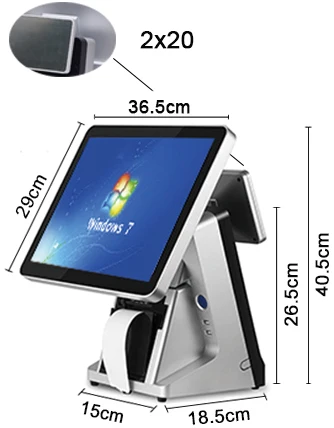ComPOSxb 15 дюймов pos-система емкостный сенсорный экран pos-терминал со встроенным VFD дисплей клиента