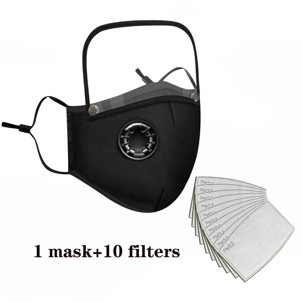Reusable Washable Cotton Face Mask with Filters and Integrated Goggles