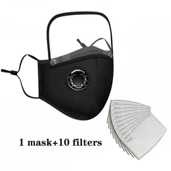 Reusable Washable Cotton Face Mask with Filters and Integrated Goggles (Black)