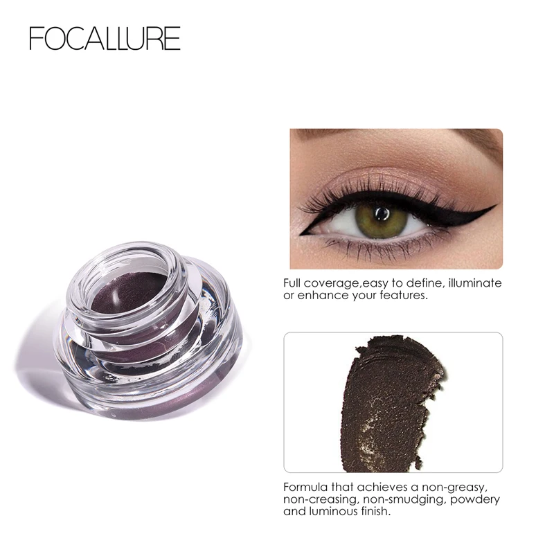 FOCALLURE 2 шт./компл. подводка для глаз гель Водонепроницаемый чёрный; коричневый крем для бровей макияж комплект с длинным рукавом, Длительное Действие, подводка для глаз