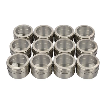 

12Pcs netic Spice Jar Set Stainless Steel Spice Tins Spice Storage Container Pepper Seasoning Sprays Tools Spice J