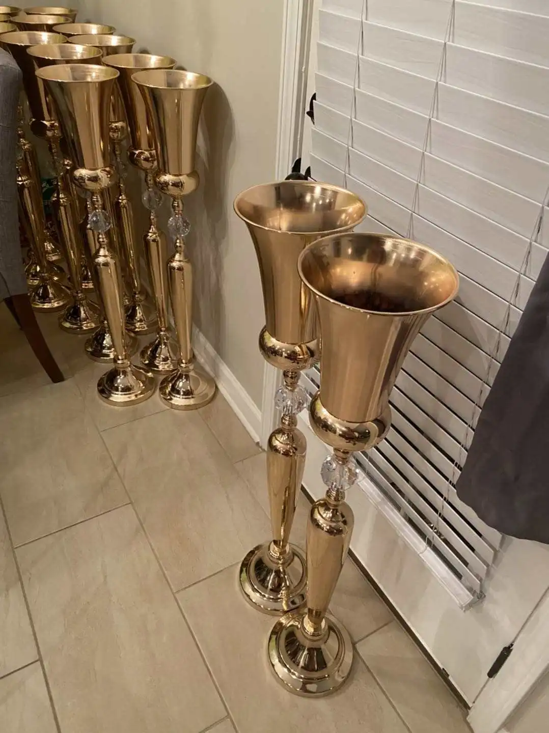 Gold Flower Vase Wedding Centerpieces Flowers Stand Event Party Road Lead Home Decoration 10pcs H90cm tall